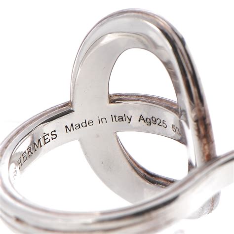 hermes sterling silver double chaine d'ancre tgm ring 6